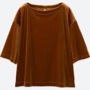 UNIQLO Gold/Brown Velvet Shirt with 3/4 Arm Sleeves Size XL